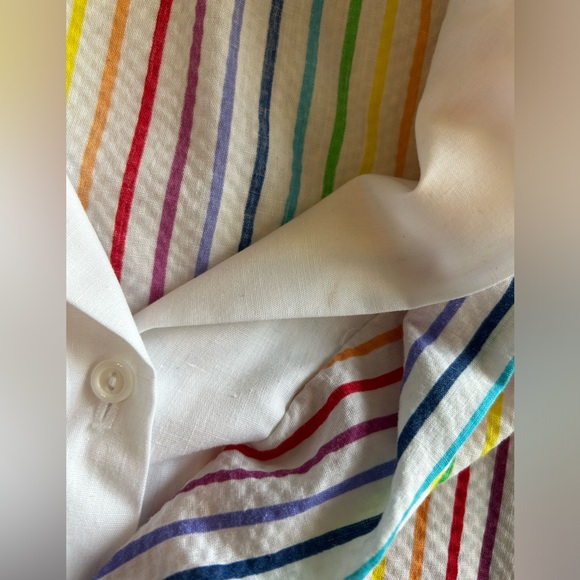 Vintage striped rainbow button up blouse size small - Picture 8 of 8